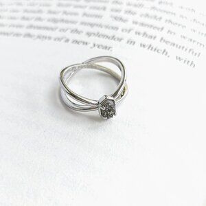 NEW Kendra Scott Emilie Silver Platinum Drusy Double Band Ring Size 7 Authentic